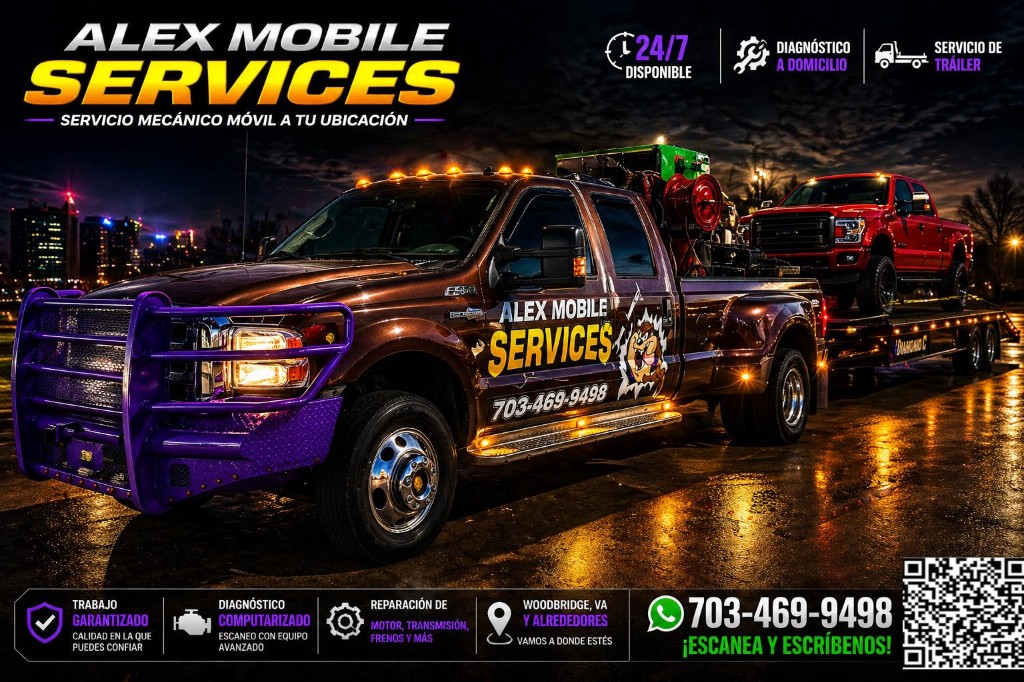 Camioneta Alex Mobile con barra morada en Woodbridge VA